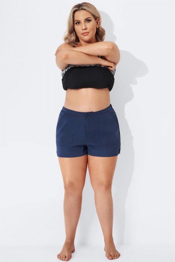 Blue Solid Women's Shorts With Pocket