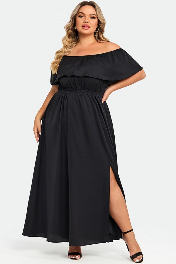Plus Size Black Off The Shoulder Maxi Dress