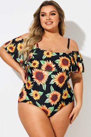 HAWEE Women's Elegant Crossover One Piece Swimdress Floral Skirted Swimsuit  Size S-2XL