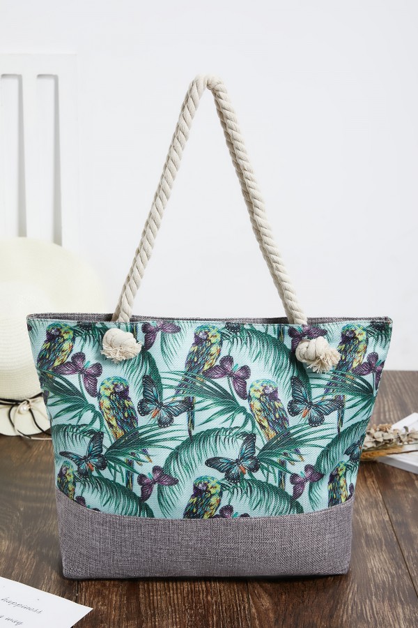 Butterfly Printed Beach Tote Canvas Bag