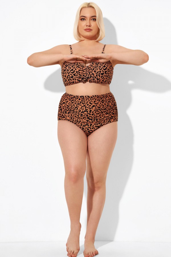 Leopard Ruffles High Waist Bikini Bottom