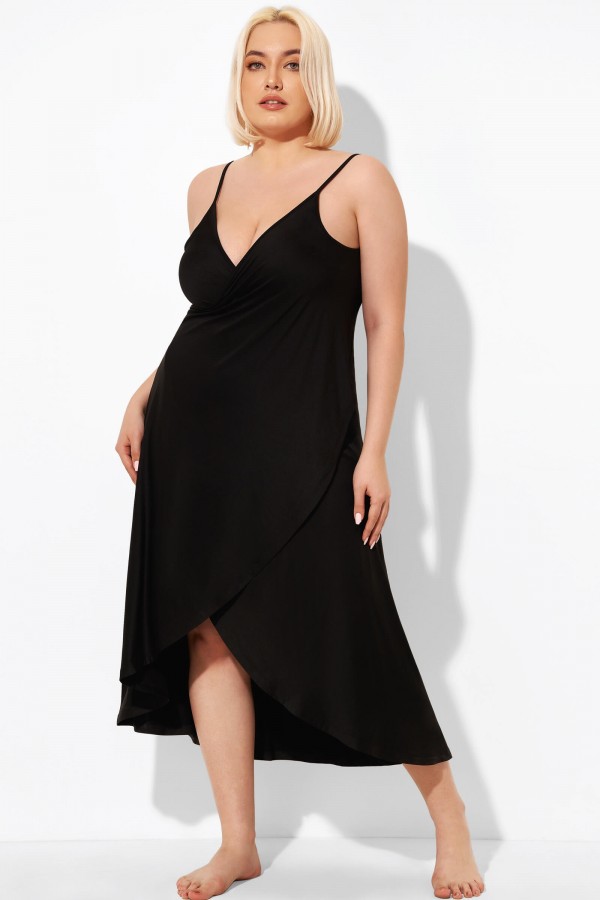 Black Backless Spaghetti Strap Long Cover Up