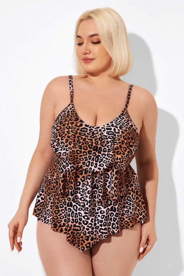Leopard 3 Tier Sexy Tankini Top for Lady