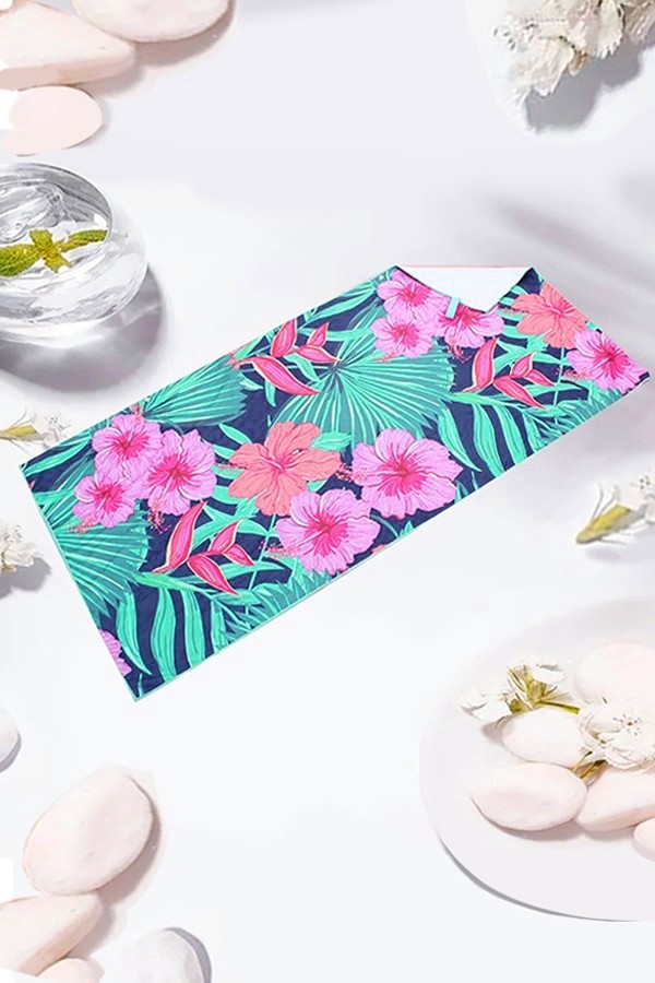 Floral Print Oversized Absorbent Sand Beach Towel