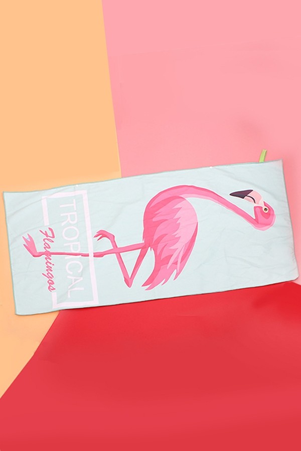 Flamingo Print Oversized Absorbent Sand Beach Towel