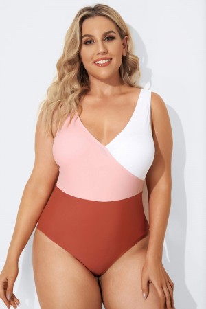 V-Neckline Criss-cross Style One Piece Swimsuits