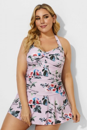 Floral Halter Sweetheart Sexy Swimdress For Women