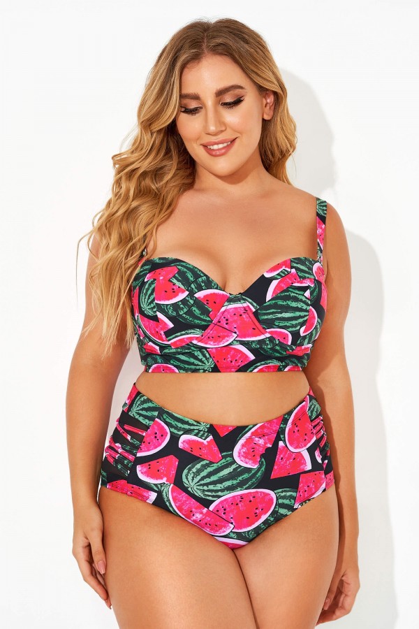 Watermelon Push Up Strapless Underwire Bikini Top - Meet.Curve - Meet.Curve